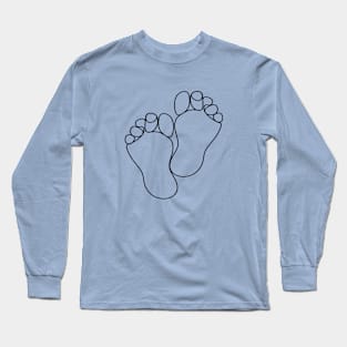 Minimal Art Drawing - Line Art Foot - Feet - Toe Long Sleeve T-Shirt